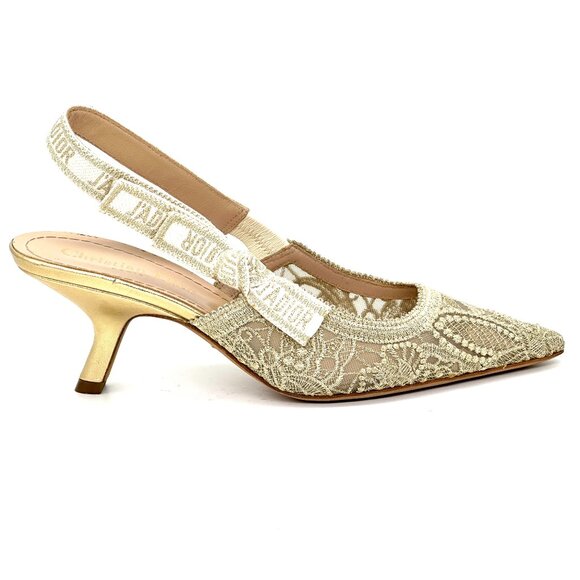 DIOR J'ADIOR Butterfly Macrame Embroidered Slingback Sandals Heels Pumps - Picture 10 of 15